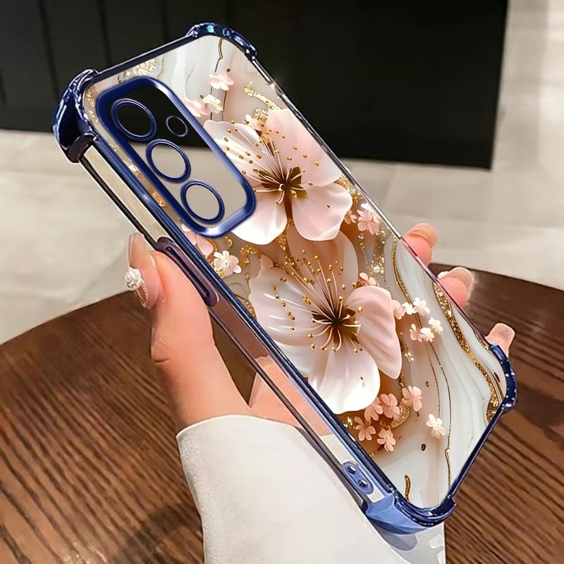 Samsung Galaxy S24 - Capa de Telefone Transparente com Flores