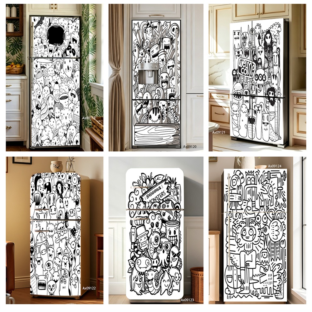 Full Cover Adhesive - Adesivo de geladeira com desenho de
